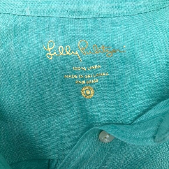 Lilly Pulitzer Deanna Popover Tunic Size 0 100% Linen Seafoam Green - Picture 5 of 7